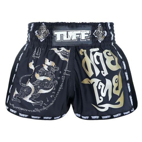 TUFF Retro Style Black Singha Yantra MUAYTHAI SHORT